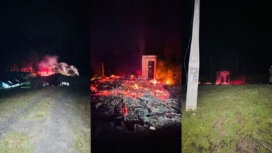 Cabana no interior da Serra de SC é destruída por incêndio; FOTOS