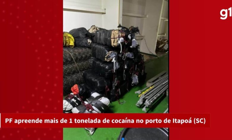 PF apreende 1 tonelada de cocaína após 2 dias de buscas em navio atracado em porto de SC