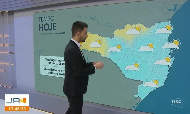 Semana em SC começa com ciclone no mar, tem sol entre nuvens e termina com tempestades, indica previsão