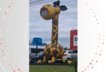 Estudante detona aparência de estátua de girafa em SC, e vídeo viraliza: 'Coisa mais feia que já vi'