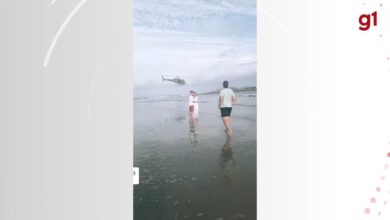 Helicóptero da PM que 'posou' em foto de turista também 'invadiu' ensaio de casamento em SC: 'Só sabia rir de felicidade', diz noiva