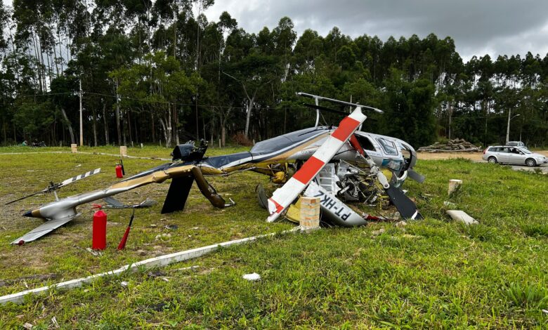 Helicóptero que caiu em SC tinha 4 turistas, um piloto e faria voo panorâmico da região