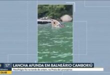 Lancha afunda com grupo a bordo em praia de Balneário Camboriú; VÍDEO | Santa Catarina