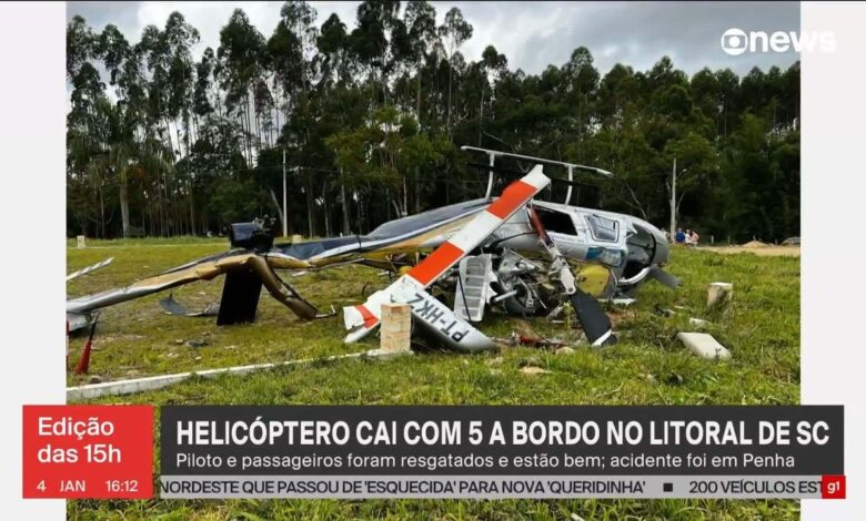 Queda de helicóptero com turistas em SC será investigada pela FAB: o que se sabe sobre o caso